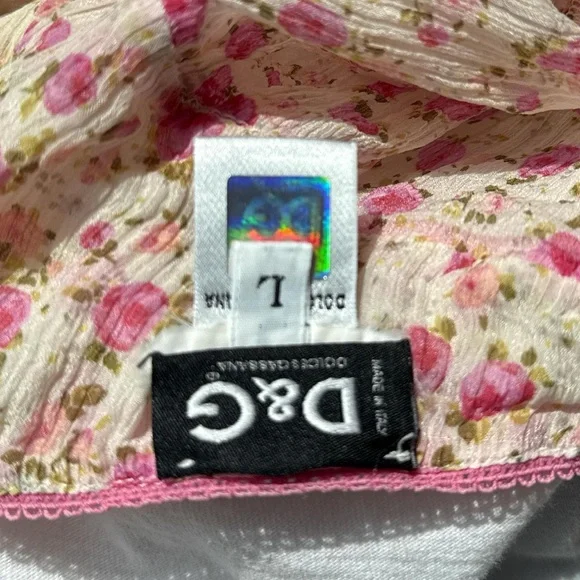 Dolce & Gabbana Pink Floral Puff-Sleeve V-Neck Top - Picture 2 of 2